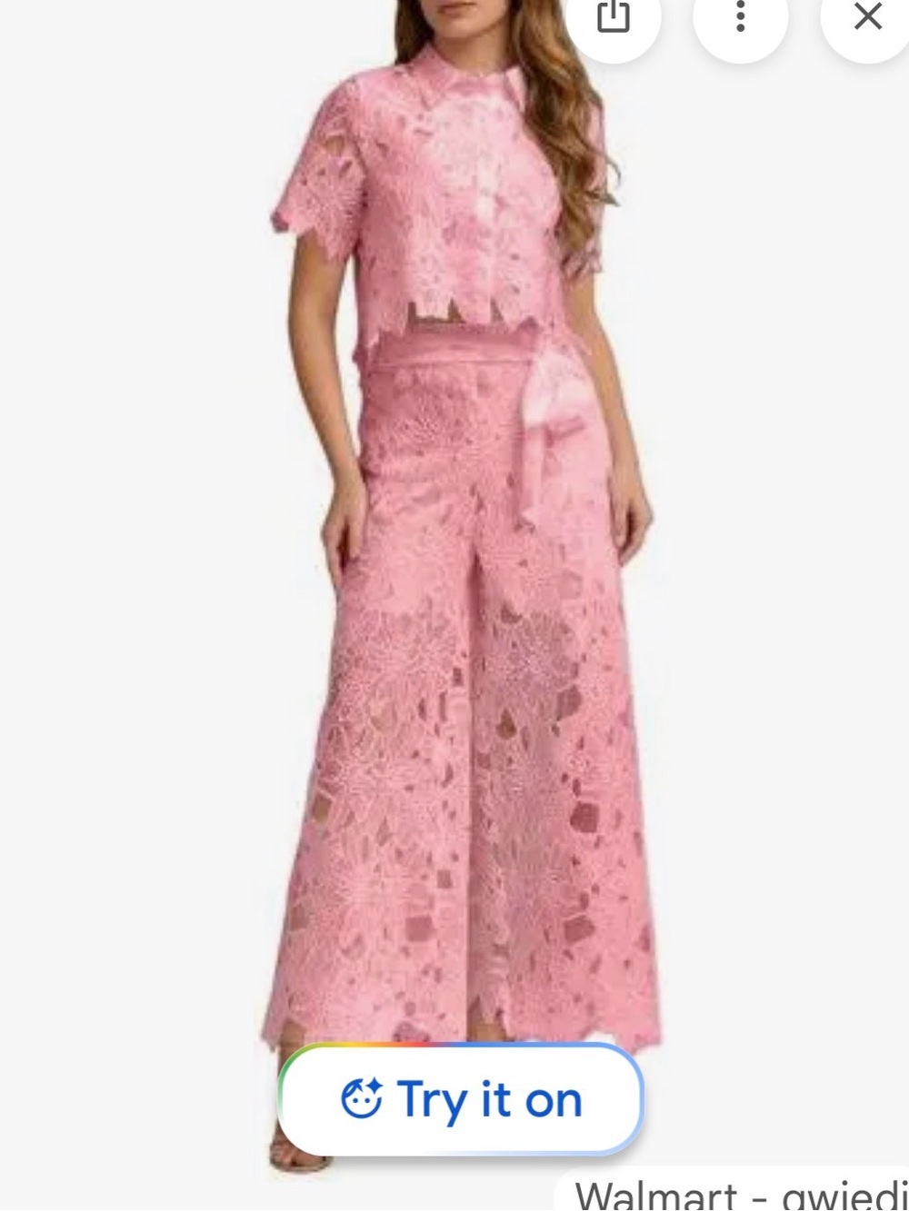Lace Set Trouser Pants And Blouse blush Pink Wide Leg womens 2XL